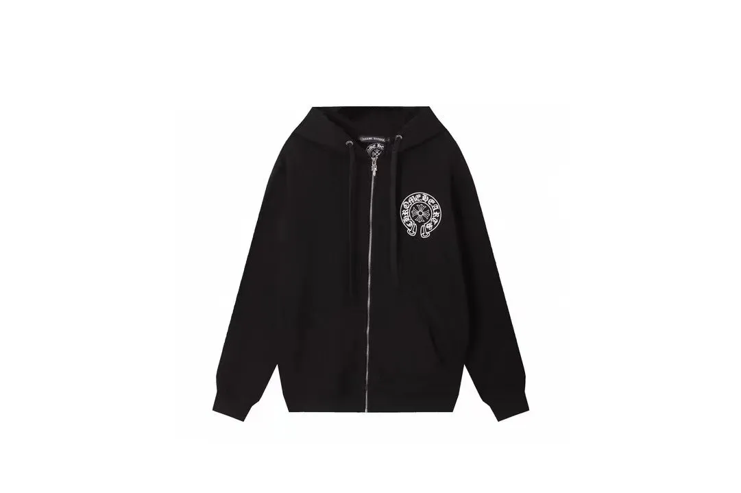 Q17—P230 -Chrome Hearts/Chrome Hearts printed zipper sweatshirt cardigan jacket -420 grams of high-density, high-quality wool, soft, delicate and skin-friendly, soft and silky to the touch, warm and skin-friendly -The hardware and zipper accessories are all customized and full of details -Colour: black -Size: S M L XL